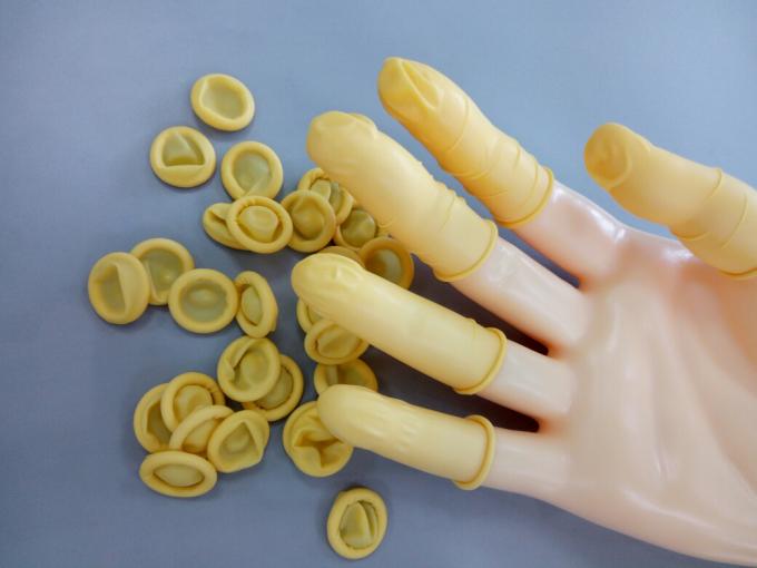 Industrial Cleanroom Finger Cots Antistatic Rubber Yellow