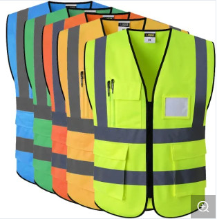 Reflective Anti Static Safety Vest With Zipper Closure Heavy Duty Lime Color