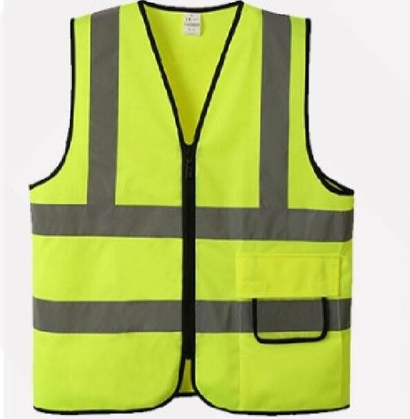 Reflective Anti Static Safety Vest With Zipper Closure Heavy Duty Lime