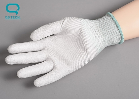 Carbon Fiber ESD PU Palm Fit Gloves For Clean Room