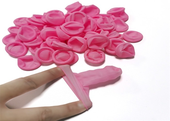 Natural Rubber Pink Latex ESD Finger Covers For Protecting Fingers