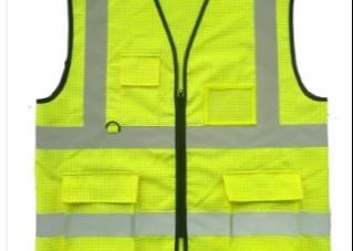 Reflective Anti Static Safety Vest With Zipper Closure Heavy Duty Lime Color