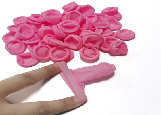 Pink Anti Static Powder Free 100% Latex ESD Finger Cots For Working In Electronics