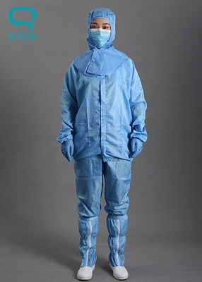 2.5mm Grid Clean Room Antistatic ESD Coverall Hooded Onesies Clothing