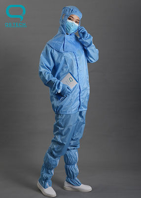 2.5mm Grid Clean Room Antistatic ESD Coverall Hooded Onesies Clothing